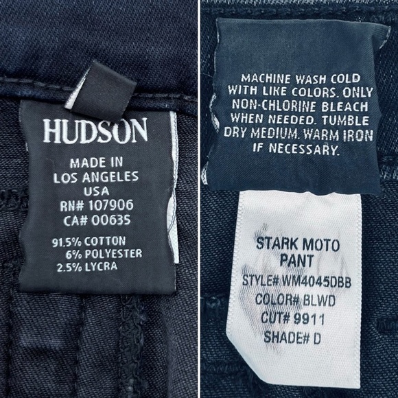 Hudson Jeans Stark Moto Pant Skinny Blue Wild Dark Wash Blue Size 29/8 New NWT - Picture 4 of 10